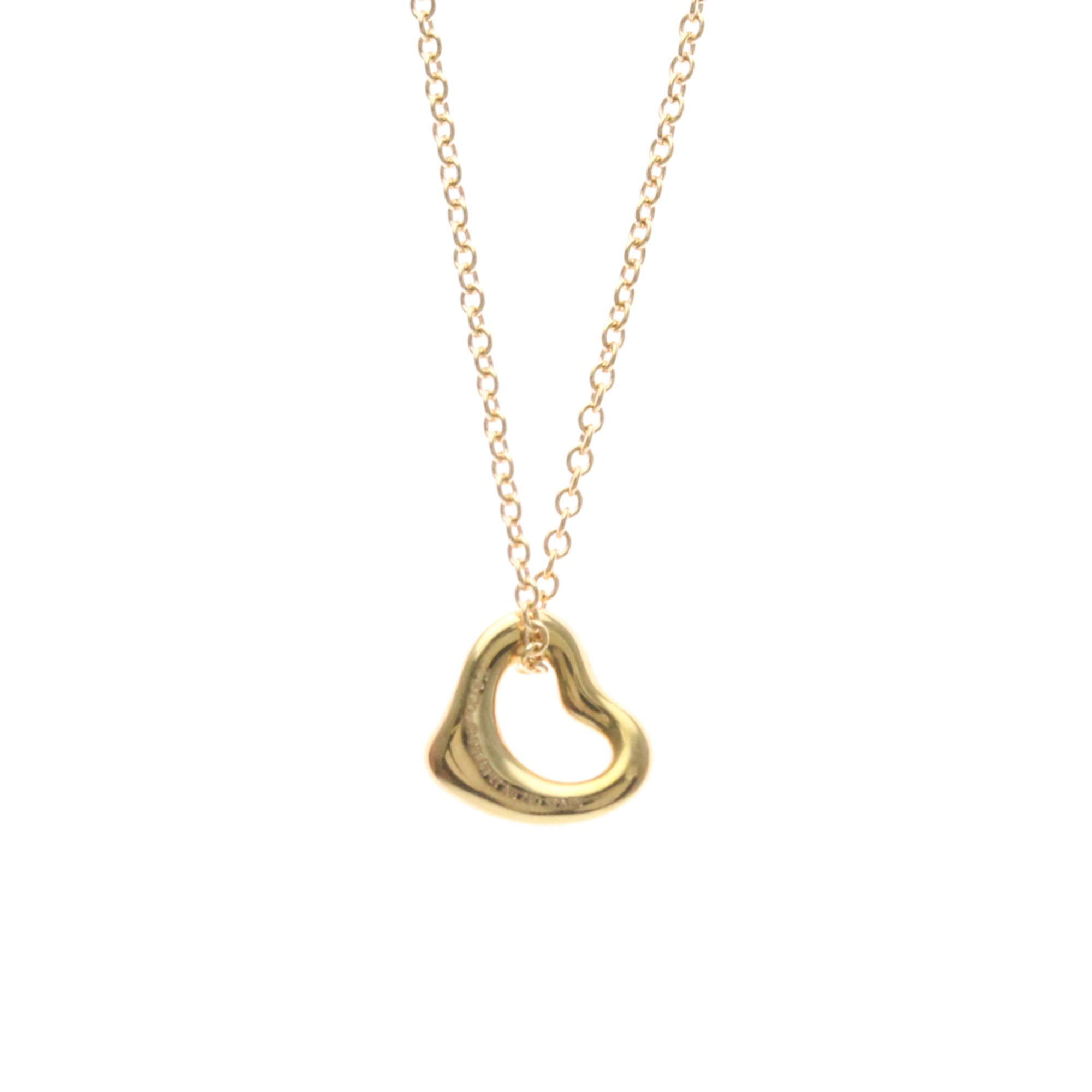 Tiffany & Co. Elsa Peretti Open Heart Pendant 18K Rose Gold Pink Pink_Gold Necklace Jewelry (Pre-Owned)