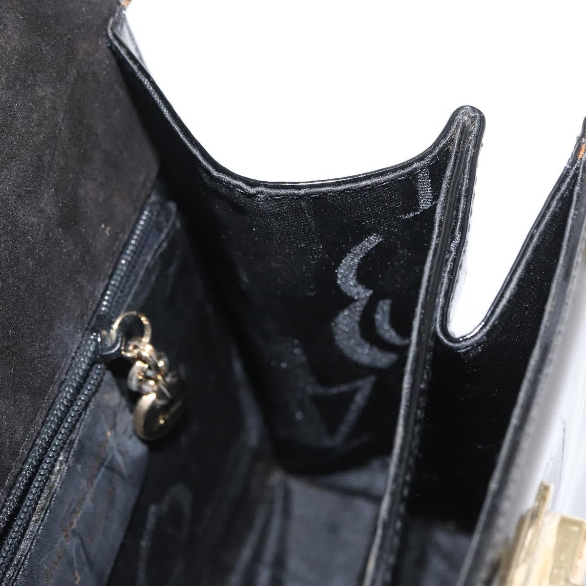 Salvatore Ferragamo Gancini Convertible Top Handle Patent Leather Black Patent_Leather Handbag (Pre-Owned)