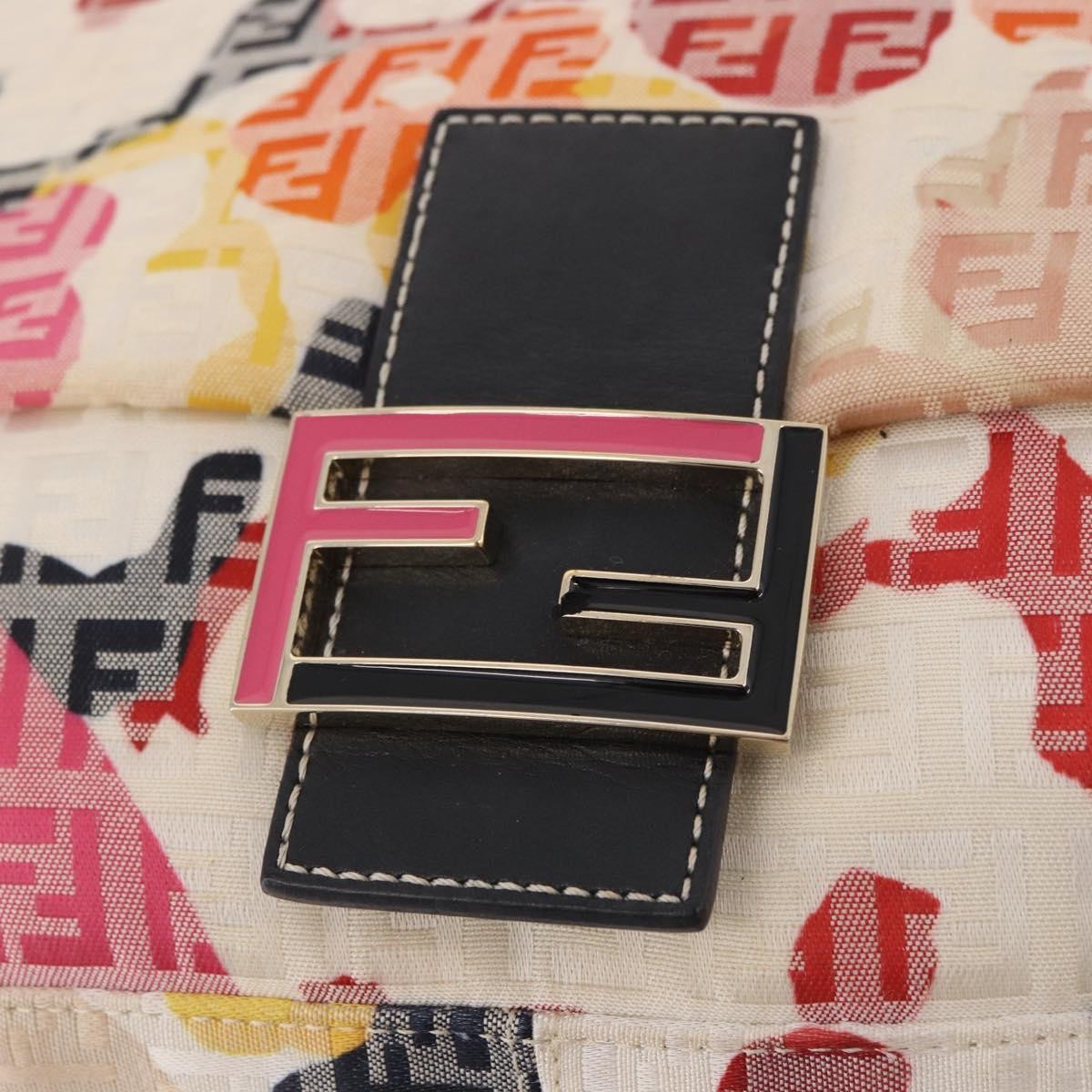 Fendi Mamma Baguette Zucca Jacquard Velvet Multicolour Canvas Shoulder Bag Bag (Pre-Owned)
