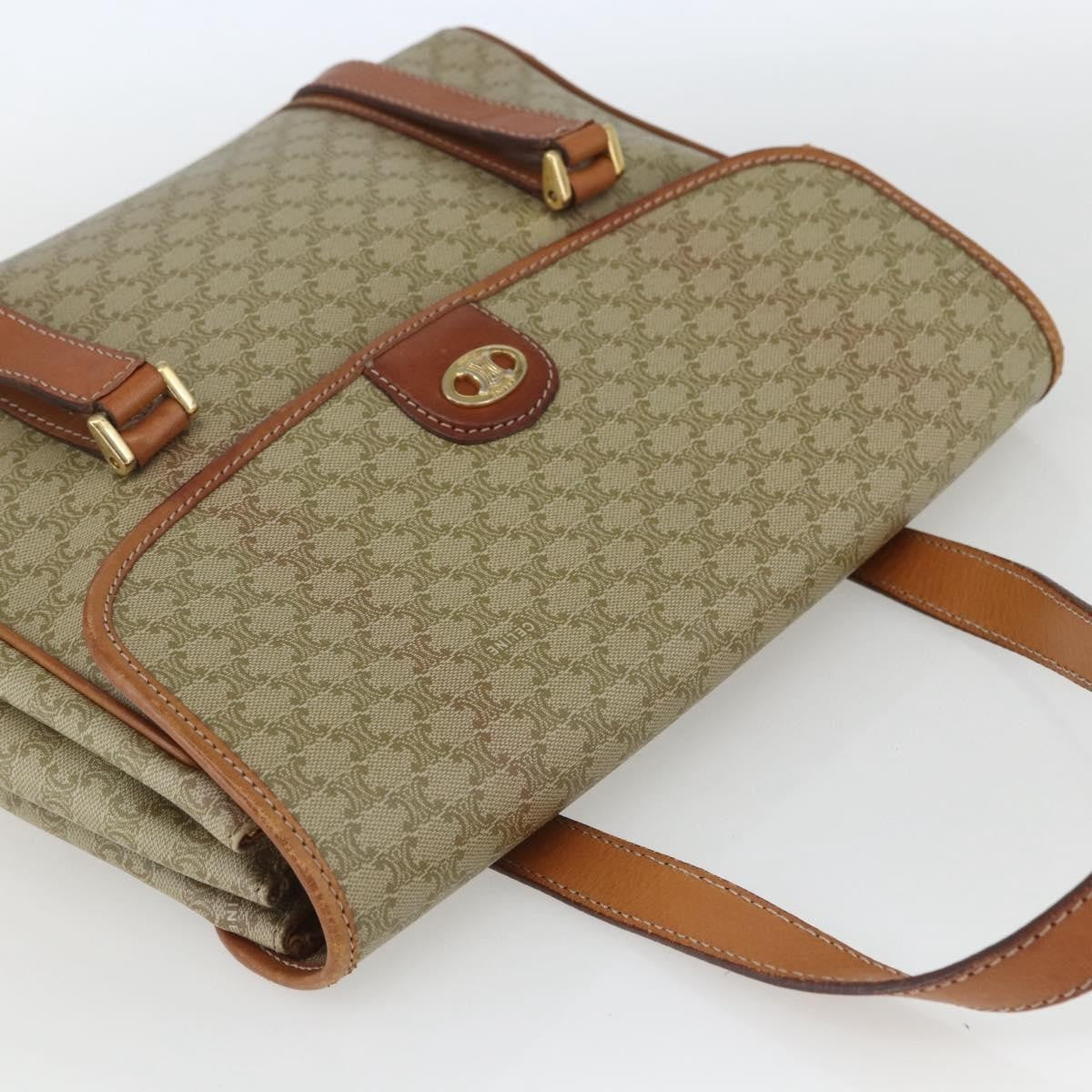 Celine Vintage Macadam Canvas And Leather Beige Canvas Handbag (Pre-Owned)