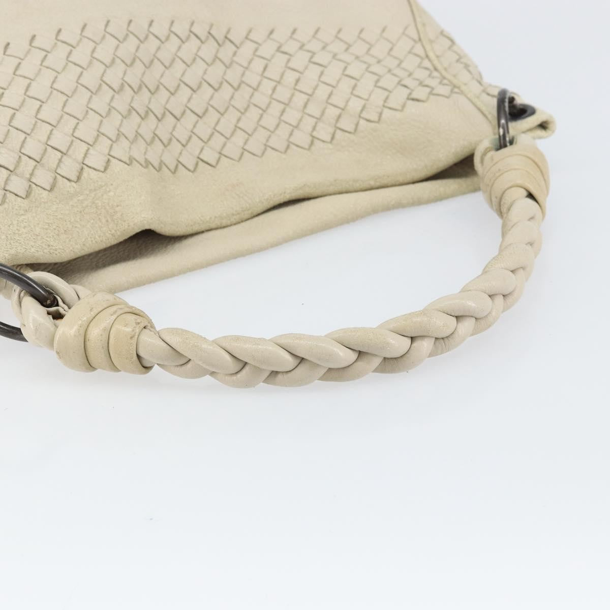 Bottega Veneta Braided Handle Hobo Embroidered Leather With Intrecciato Detail Beige Leather Shoulder Bag Bag (Pre-Owned)