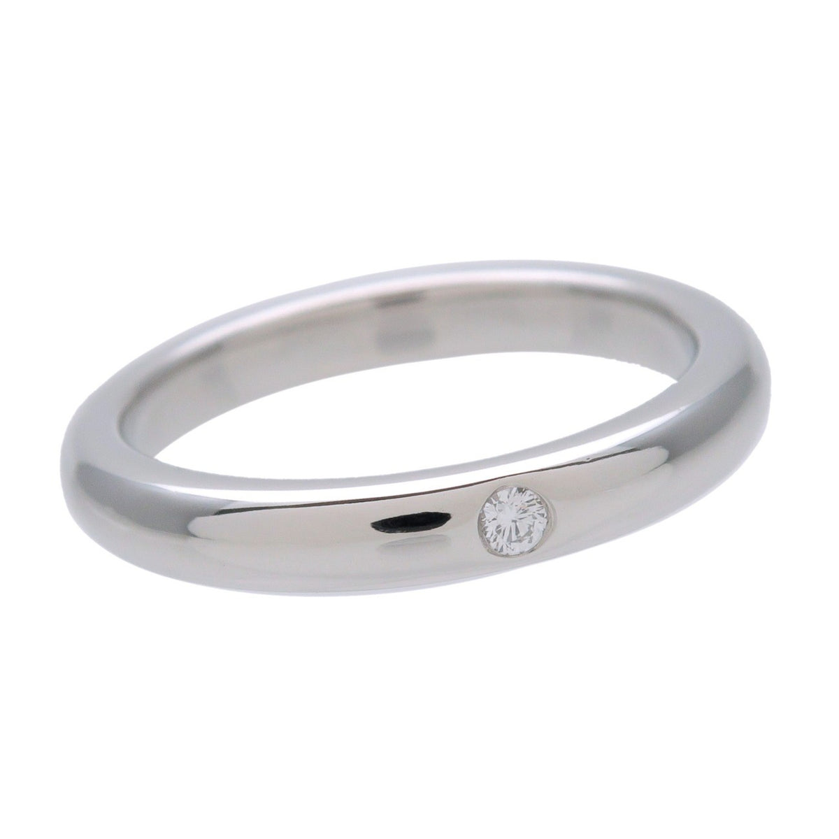 Tiffany & Co. Elsa Peretti 1 Diamond Stacking Band 18K Rose Gold With Diamond Silver Platinum Ring Jewelry (Pre-Owned)