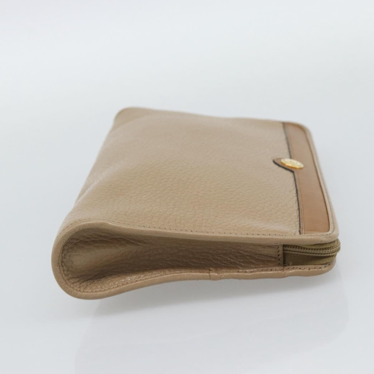 Christian Dior Vintage Zip Pochette Leather Beige Leather Clutche & Pouche Bag (Pre-Owned)
