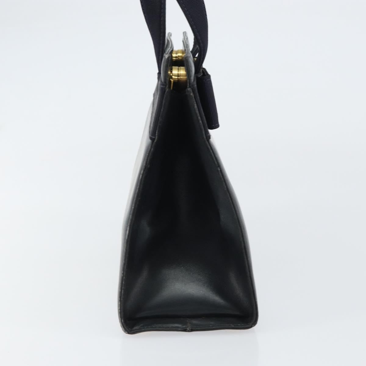 Salvatore Ferragamo Convertible Vara Bow Leather Navy Leather Handbag (Pre-Owned)