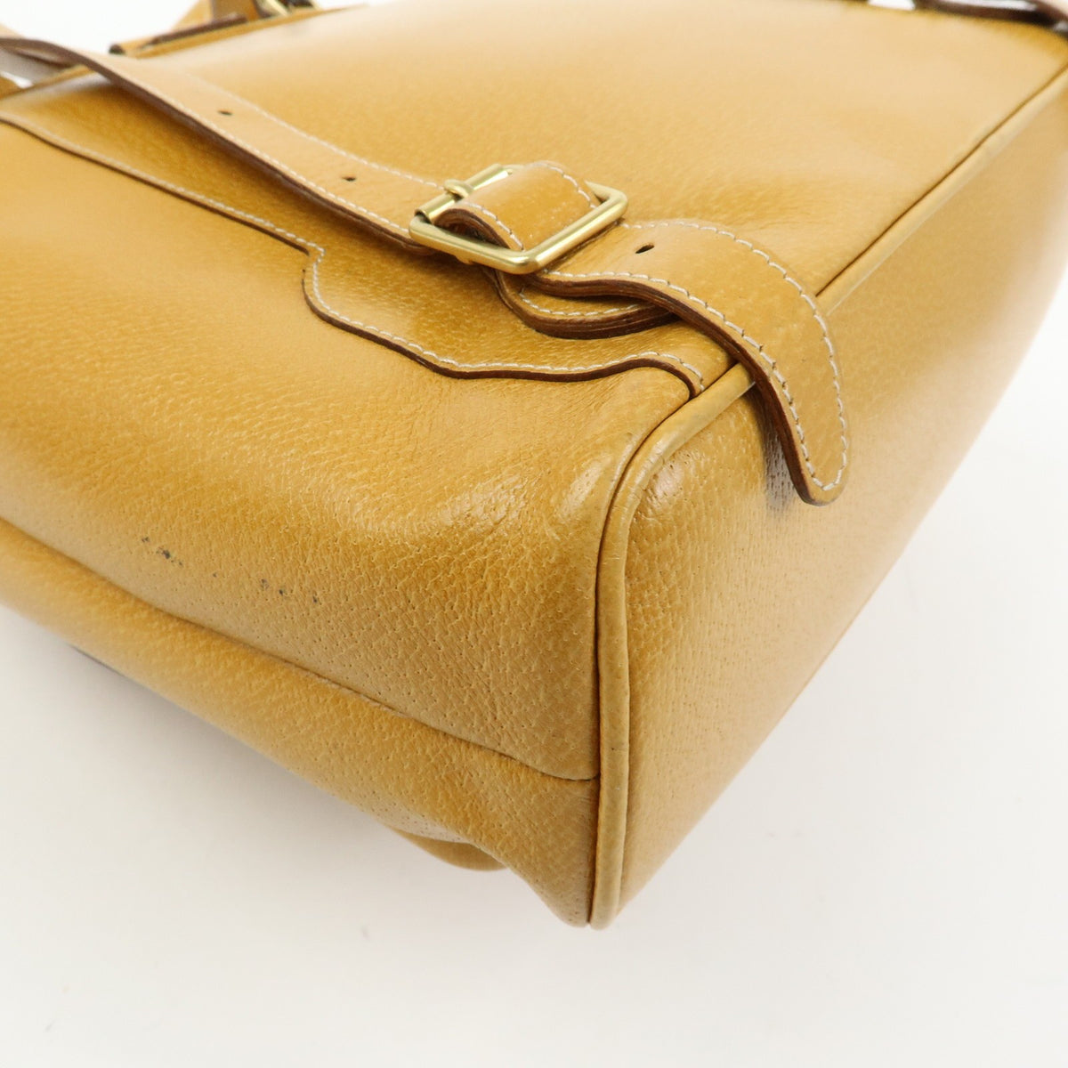 Gucci Vintage Bamboo Leather Yellow Leather Backpack Bag (Pre-Owned)