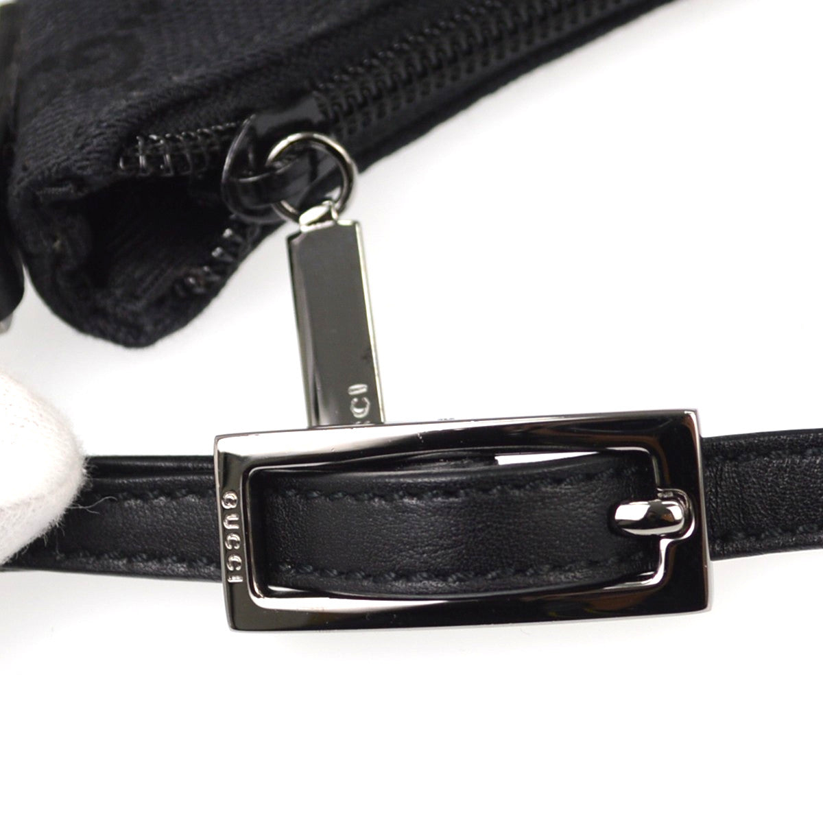 Gucci Zip Gg Denim Black Canvas Crossbody Bag Bag (Pre-Owned)