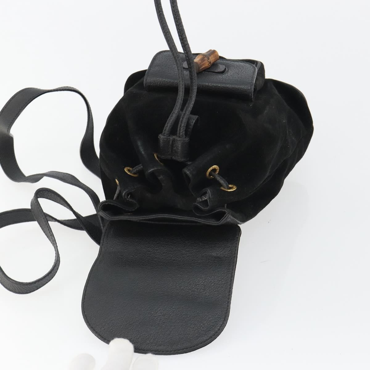Gucci Gucci Bamboo Daim Black Suede Backpack Bag (Pre-Owned)