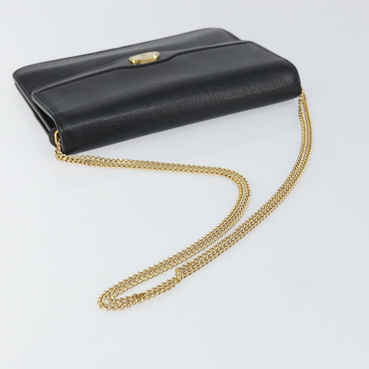Christian Dior Vintage Cd Chain Flap Leather Black Leather Shoulder Bag Bag (Pre-Owned)