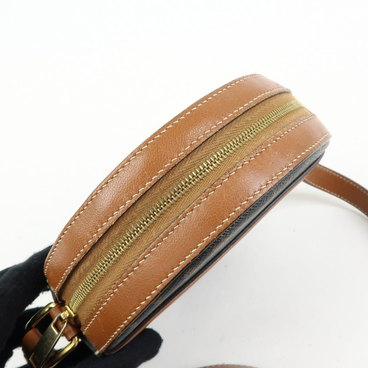 Celine Round Purse On Strap Triomphe Coated Canvas Brown Canvas Crossbody Bag Bag (Pre-Owned)