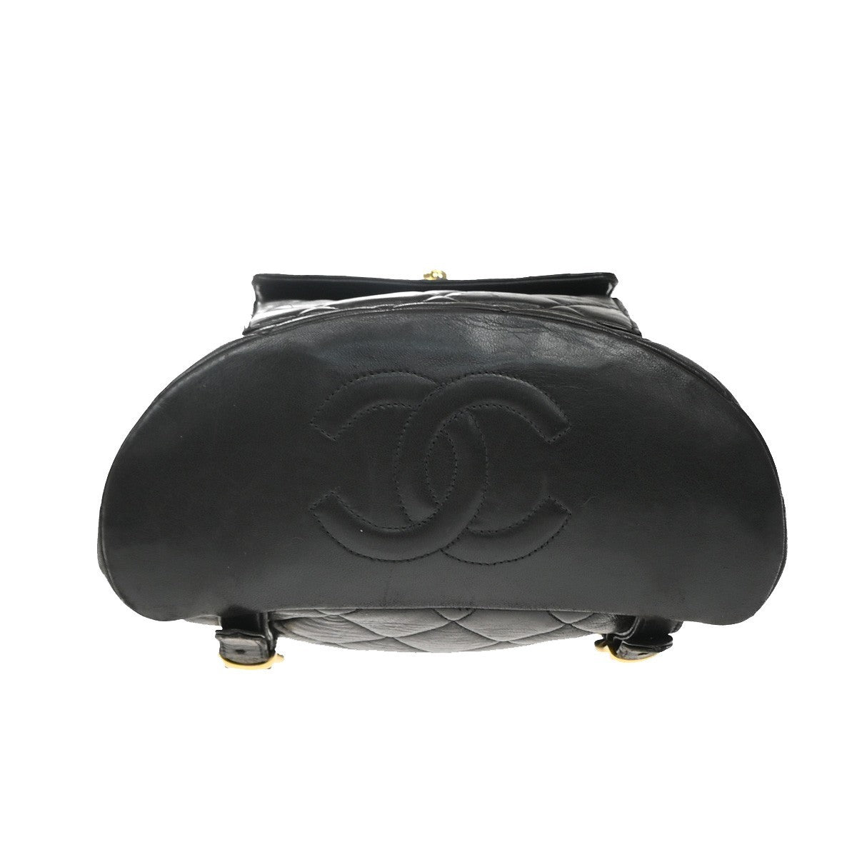 Chanel Vintage Cc Pocket Quilted Lambskin Black Leather Backpack Bag (Pre-Owned)
