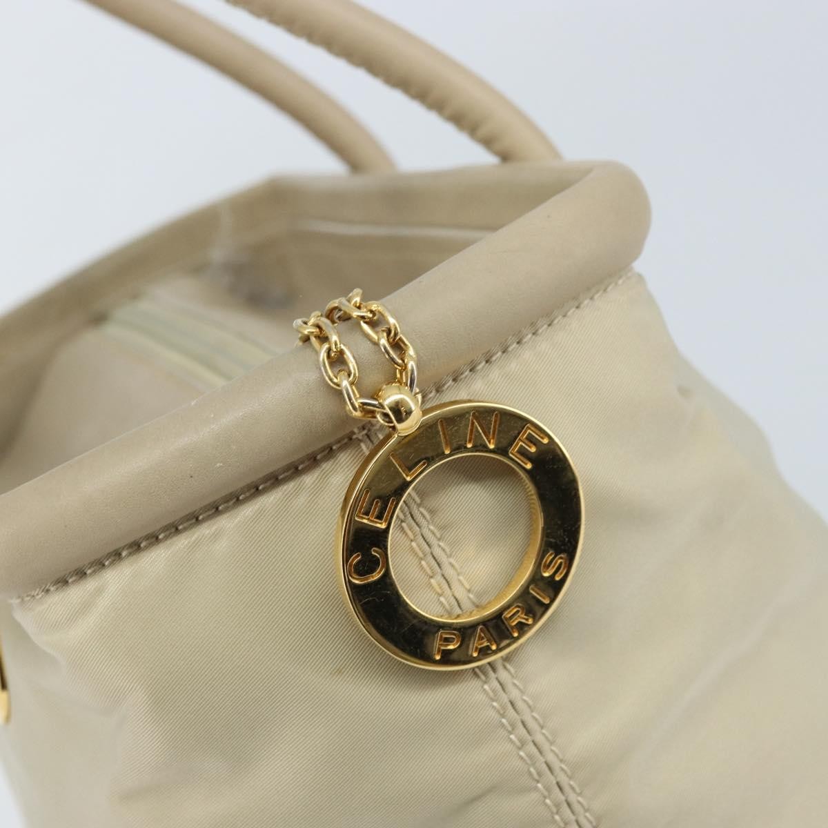 Celine Handbag Nylon Beige Nylon Handbag (Pre-Owned)