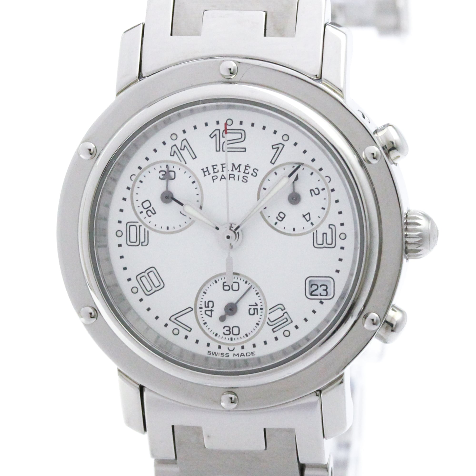 Hermes Clipper Chronograph Quartz Stainless Steel Watch (Pre-Owned)