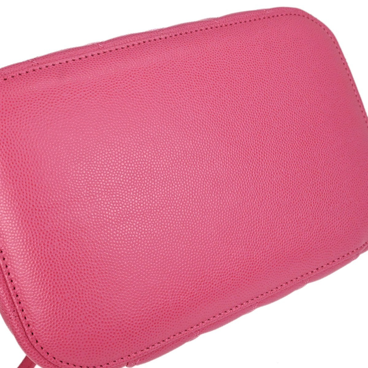 Chanel Vintage Timeless Cosmetic Case Caviar Pink Leather Handbag (Pre-Owned)