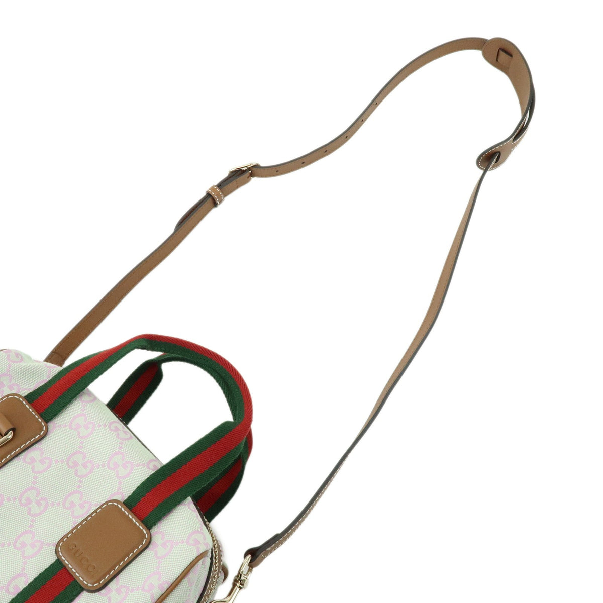 Gucci Web Boston Gg Canvas Green Canvas Handbag (Pre-Owned)