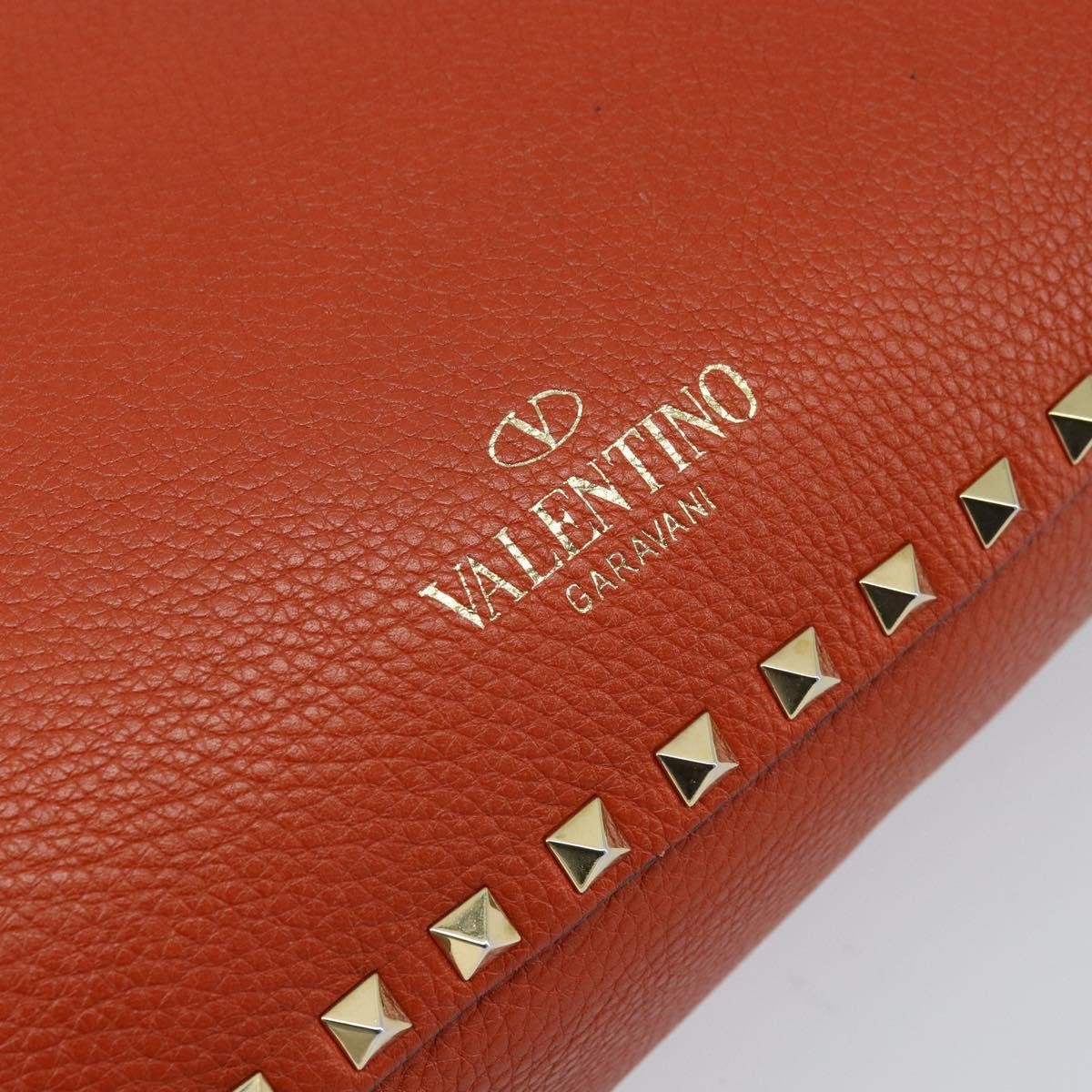 Valentino Garavani 1975 Rockstud Striped Leather Orange Leather Tote Bag Bag (Pre-Owned)