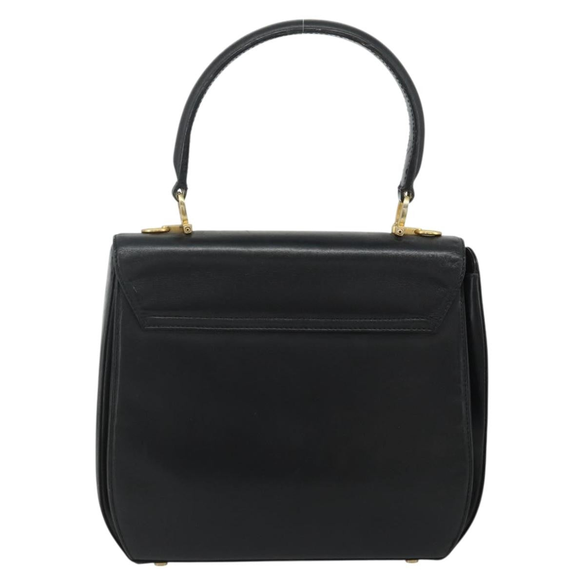 Salvatore Ferragamo Gancini Leather Black Leather Handbag (Pre-Owned)