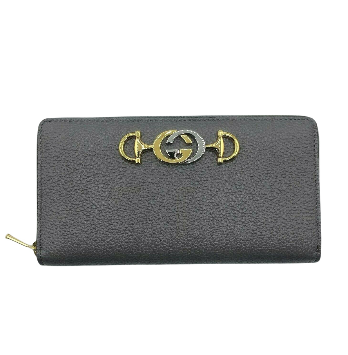 Zumi Leather Zip Around Metal GG Logo Wallet
