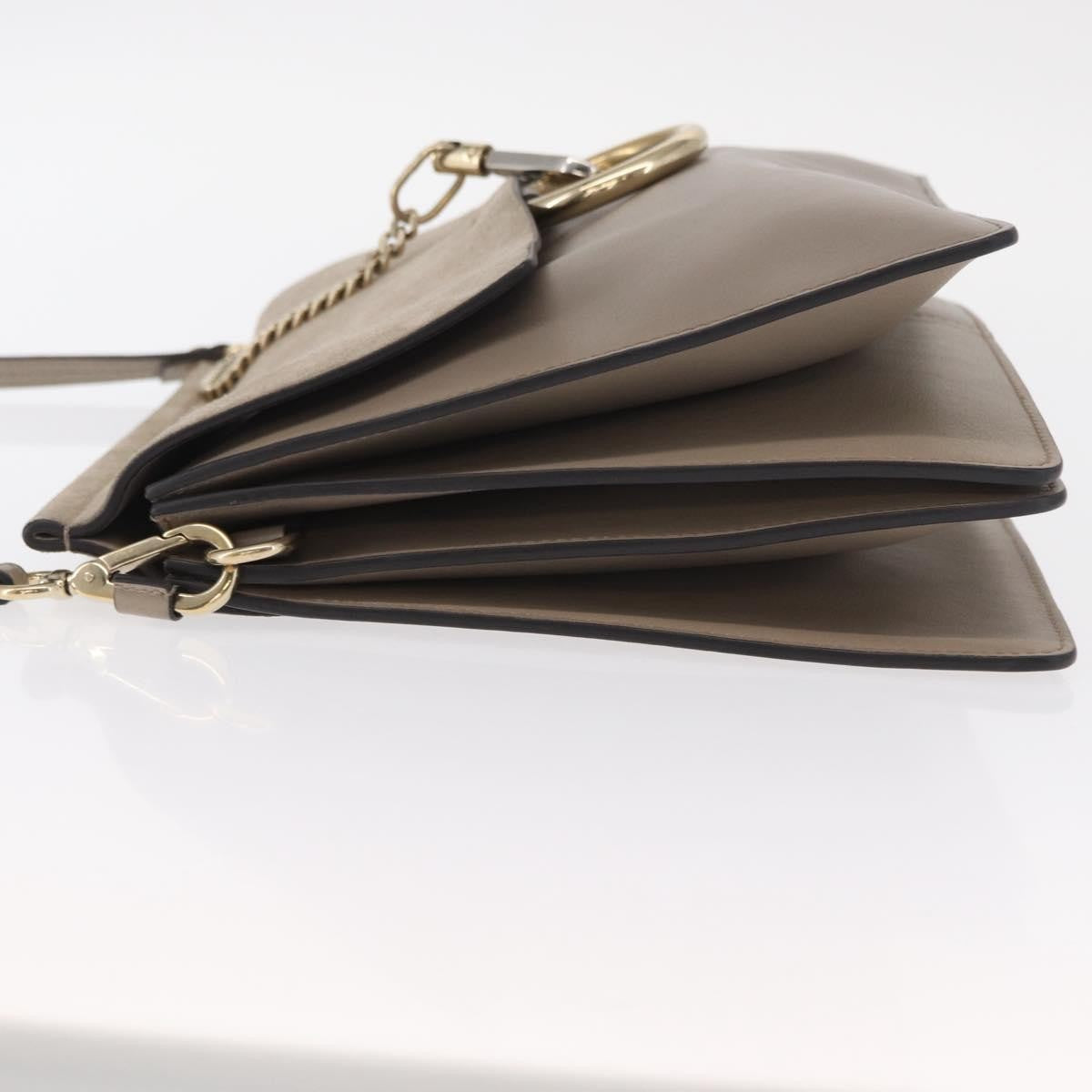 Chloe Faye Leather And Suede Beige Suede Shoulder Bag Bag (Pre-Owned)