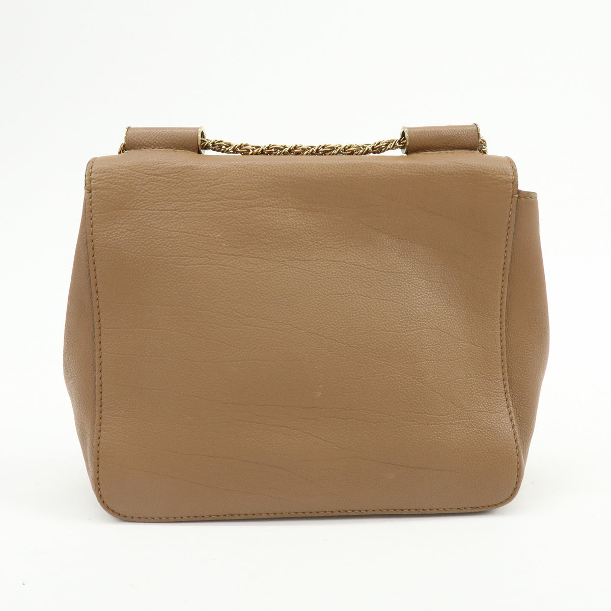 Chloe Elsie Chain Leather Brown Leather Shoulder Bag Bag (Pre-Owned)