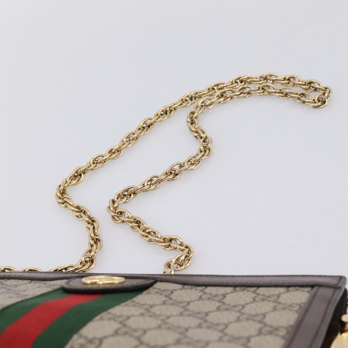 Gucci Ophidia Chain Gg Coated Canvas Beige Canvas Shoulder Bag Bag (Pre-Owned)