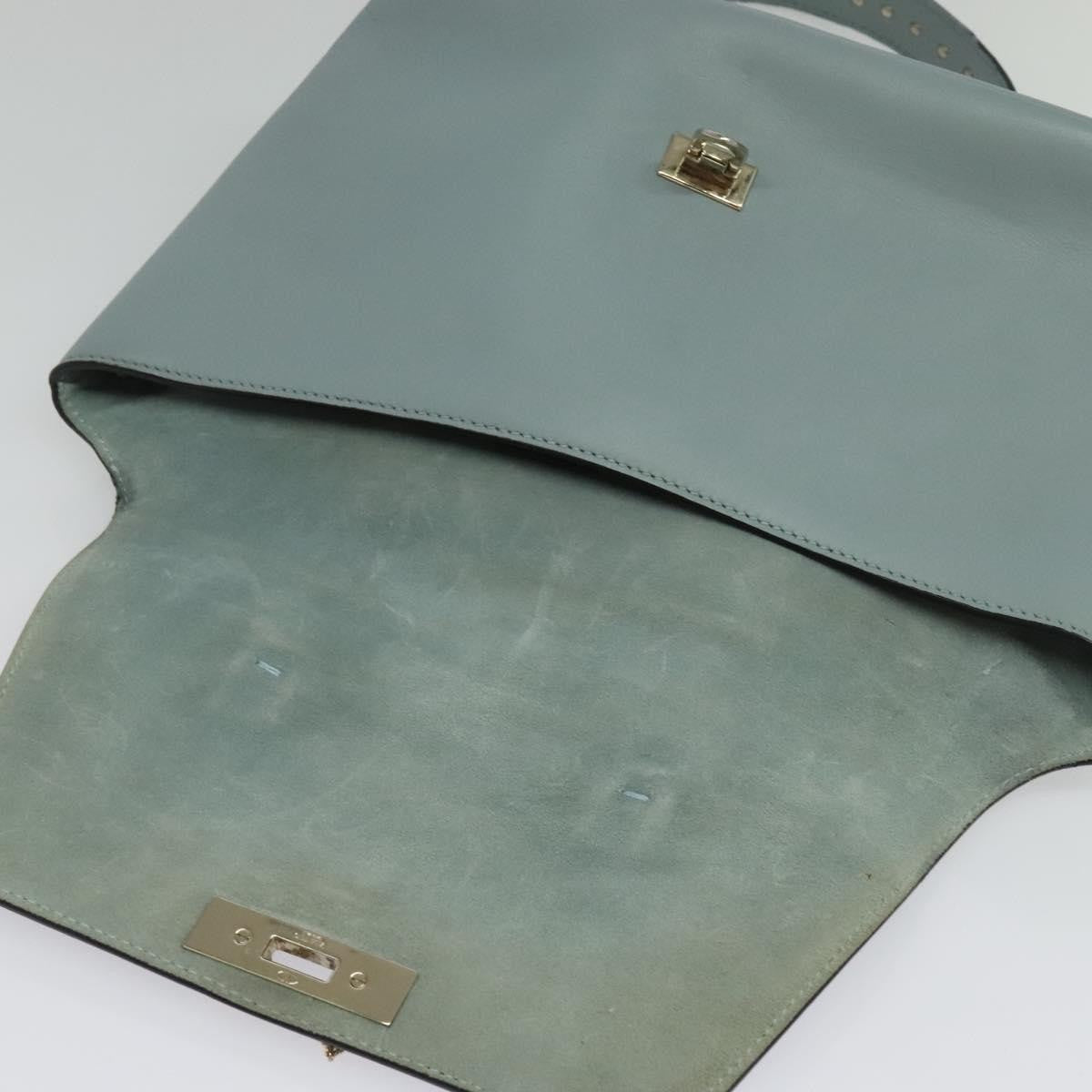 Valentino Garavani Demilune Flap Satchel Leather Blue Leather Bag (Pre-Owned)