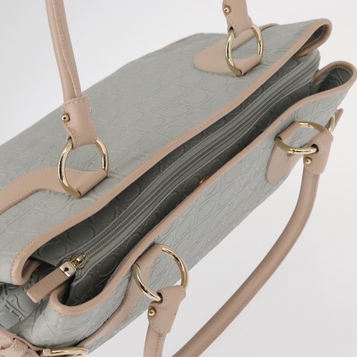Salvatore Ferragamo Gancini Tote Leather Gray Leather Tote Bag Bag (Pre-Owned)
