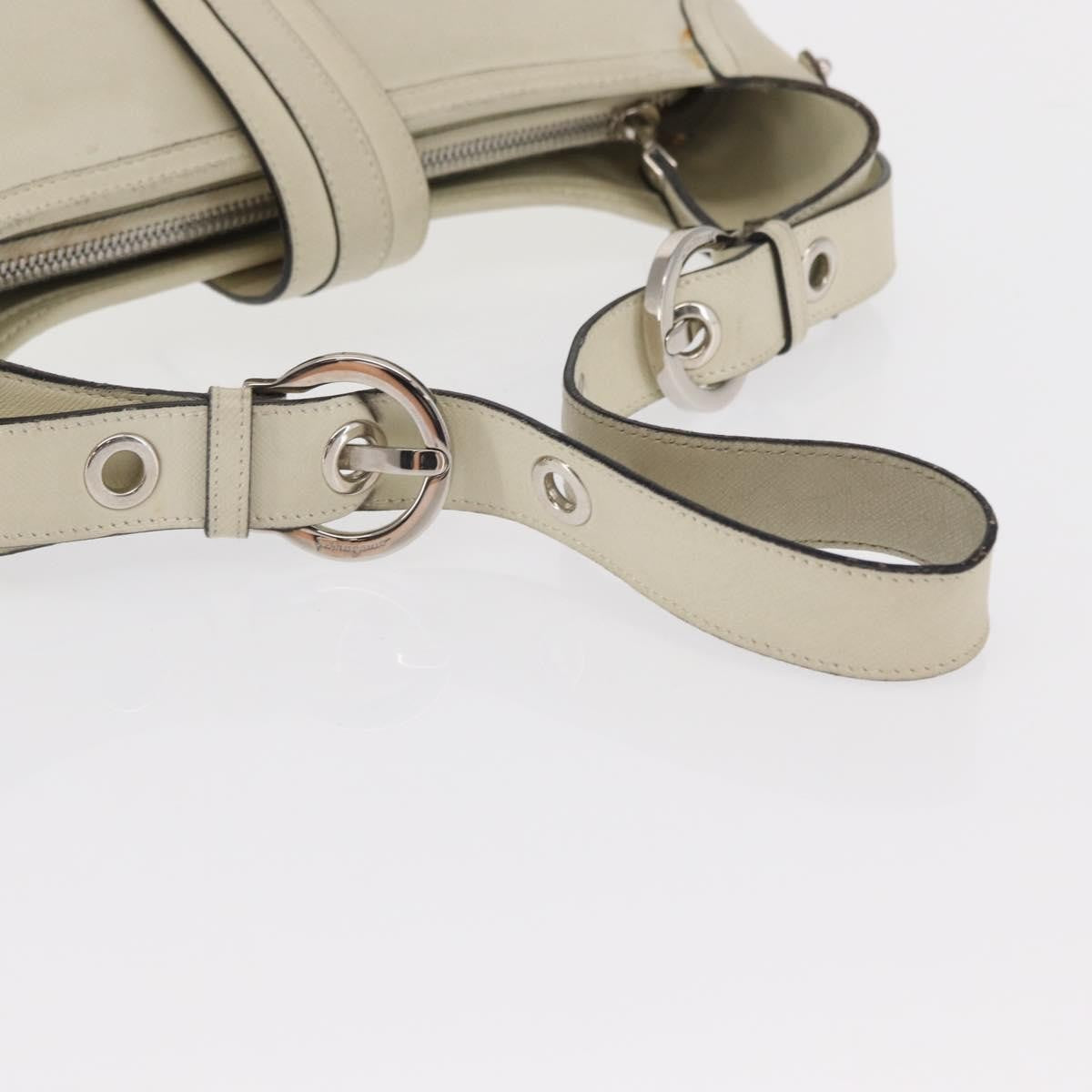 Salvatore Ferragamo Gancini Leather Beige Leather Shoulder Bag Bag (Pre-Owned)
