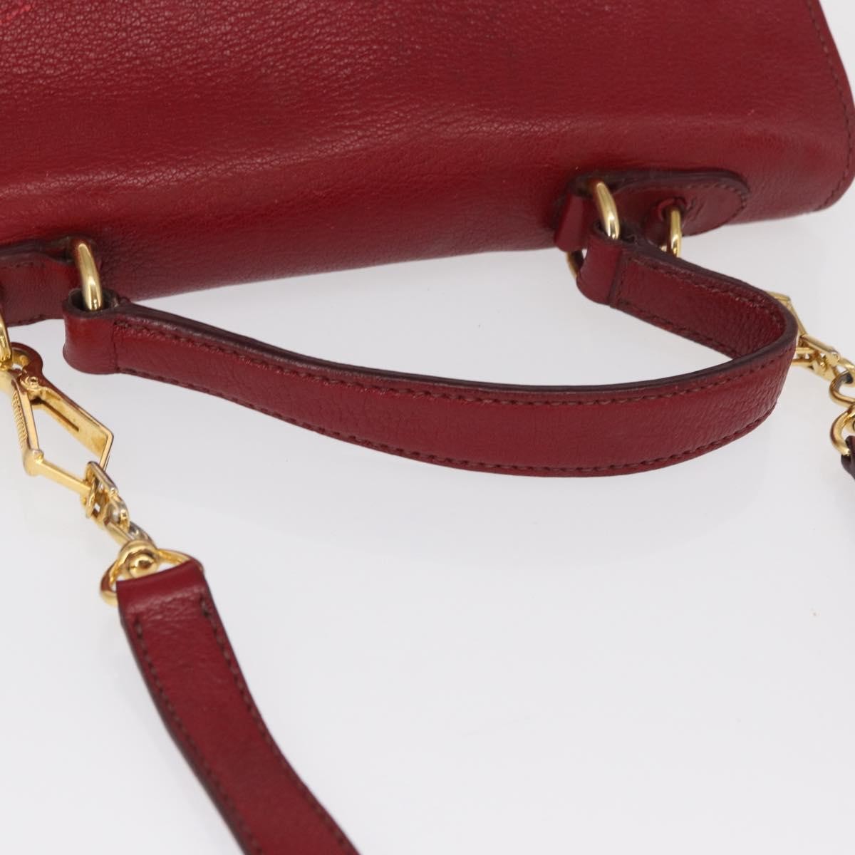 Miu Miu Madras Top Handle Leather Red Leather Handbag (Pre-Owned)
