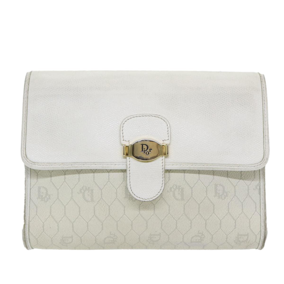 Christian Dior Vintage Honeycomb Canvas White Canvas Shoulder Bag Bag (Pre-Owned)