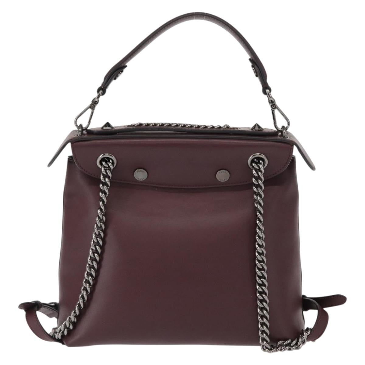 Fendi Back To School Leather Burgundy Leather Backpack Bag (Pre-Owned)