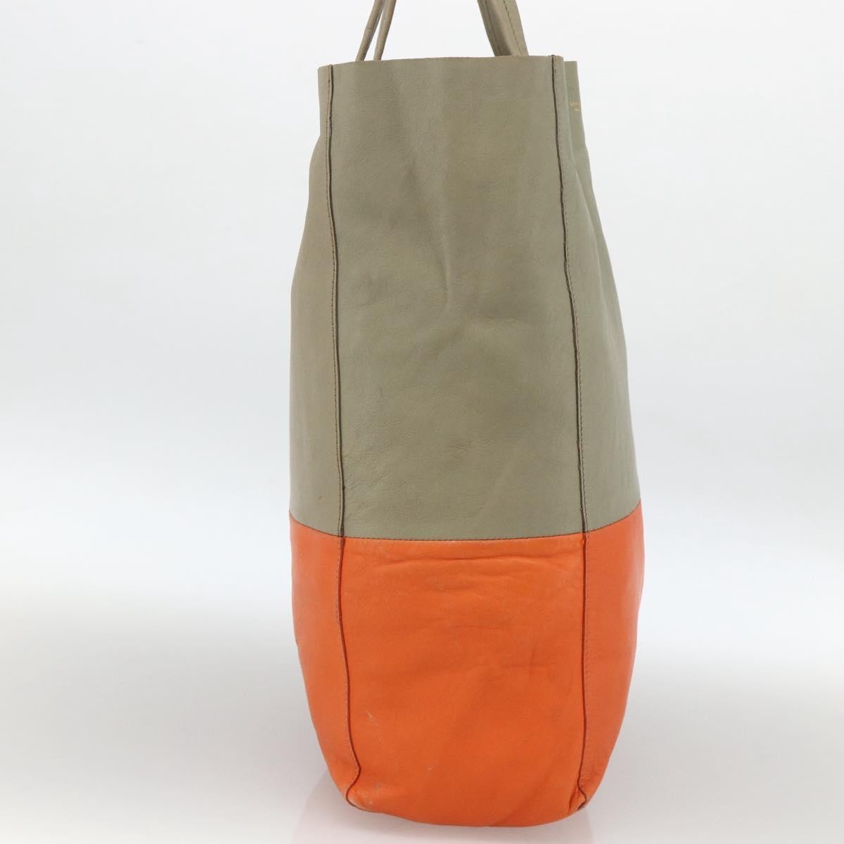 Celine Vertical Bi-Cabas Tote Leather Beige Leather Tote Bag Bag (Pre-Owned)