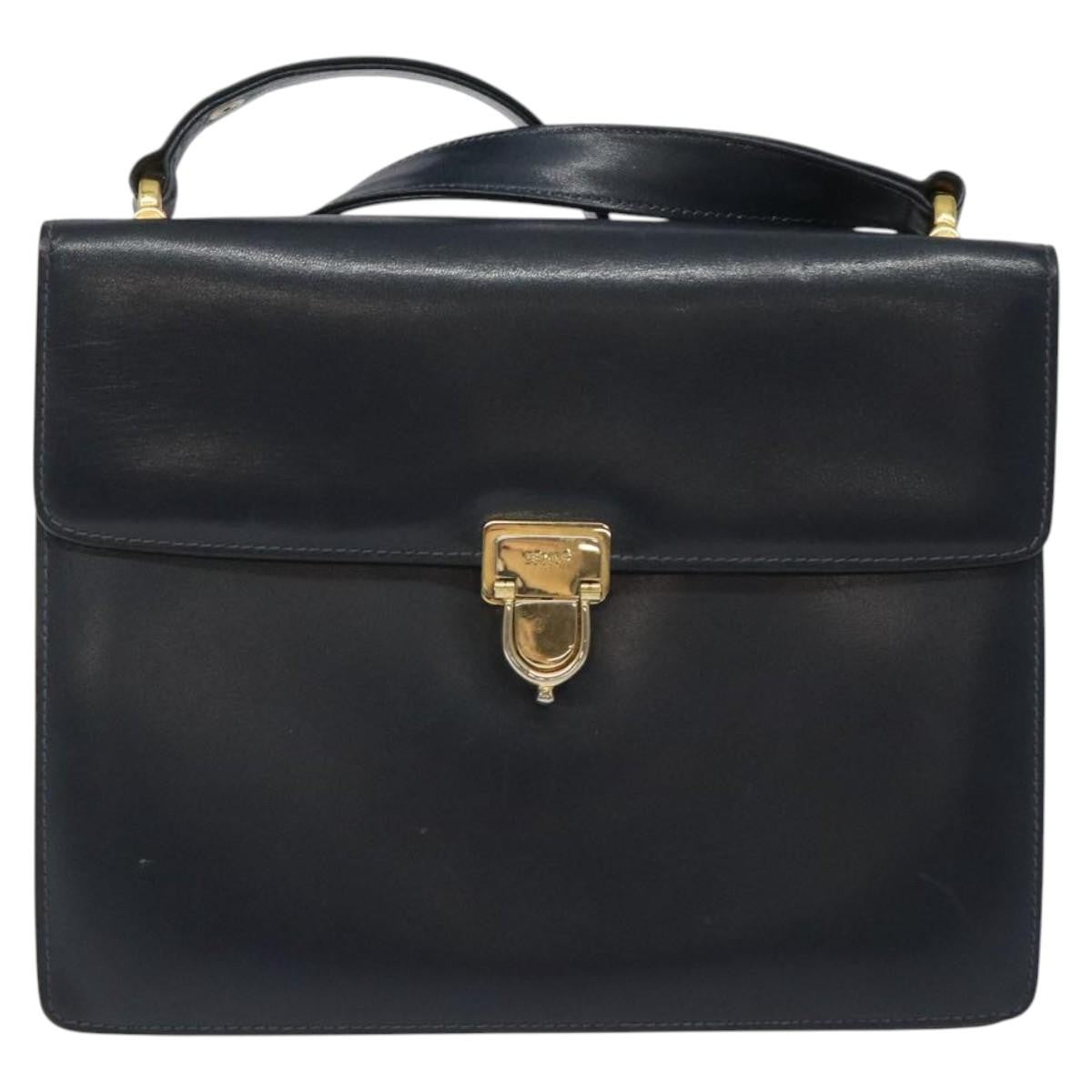 Celine Vintage Leather Navy Leather Shoulder Bag Bag (Pre-Owned)