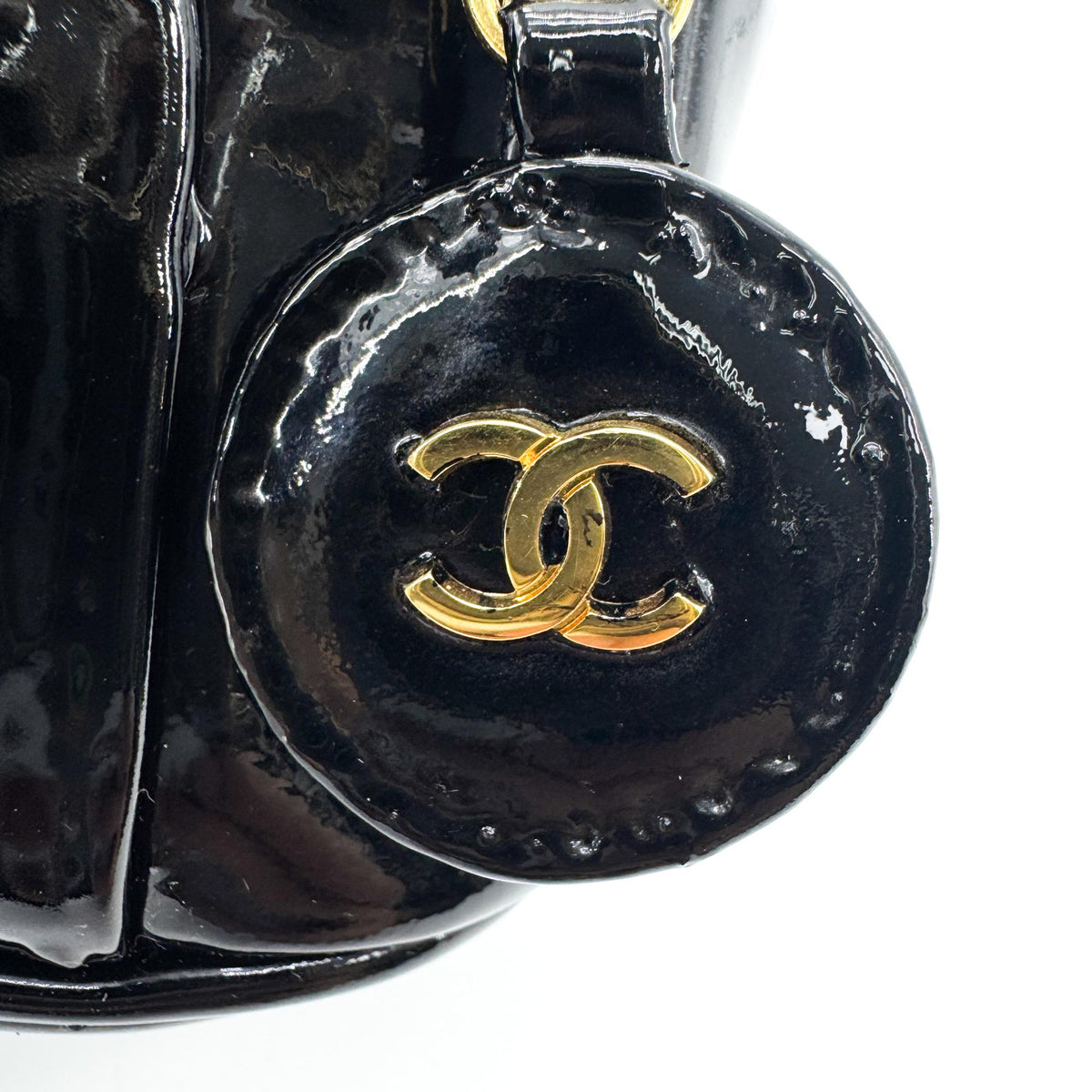 Chanel Vintage Timeless Cosmetic Case Patent Black Patent_Leather Clutche & Pouche Bag (Pre-Owned)