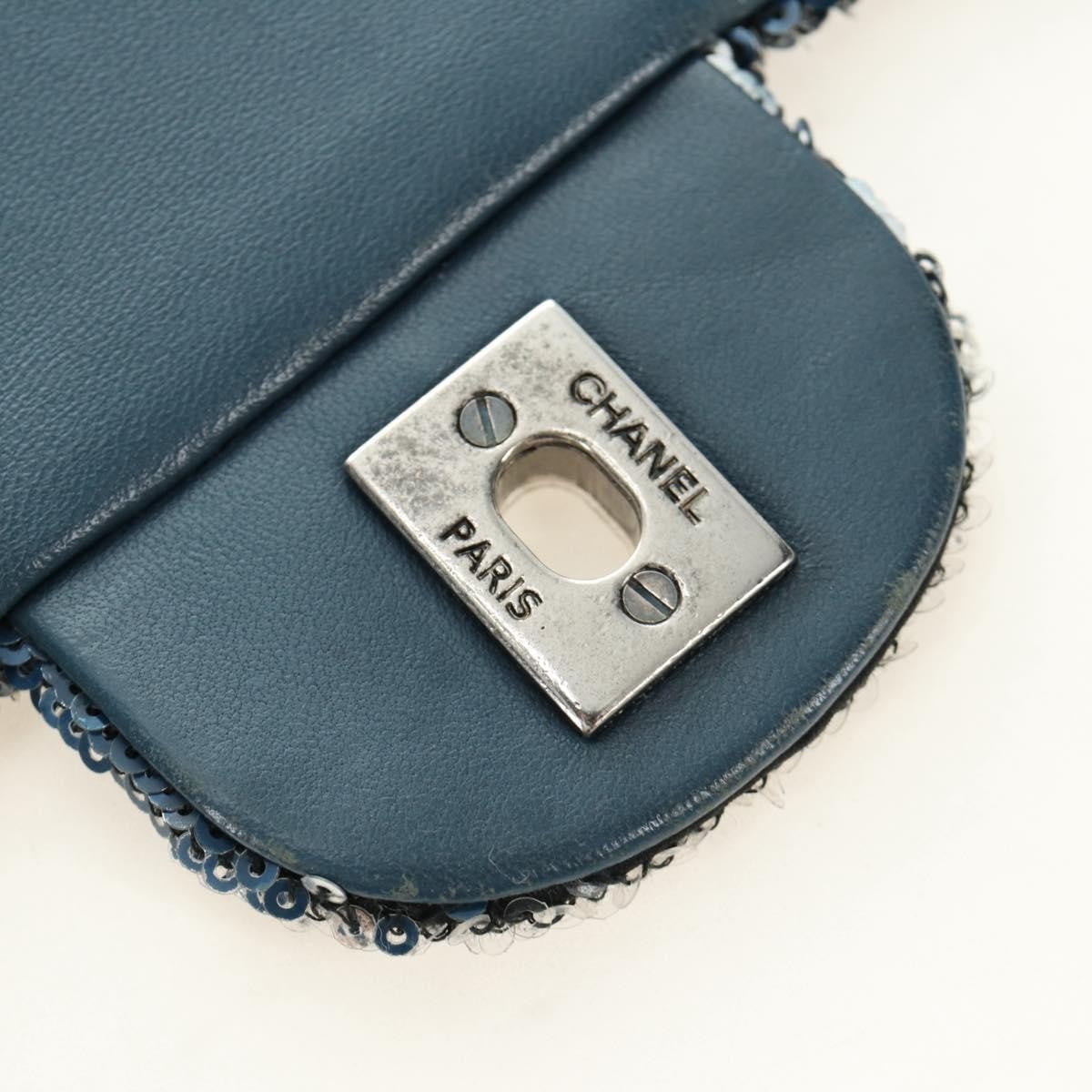 Chanel Coco Cuba Flap Sequins Blue Canvas Shoulder Bag Bag (Pre-Owned)