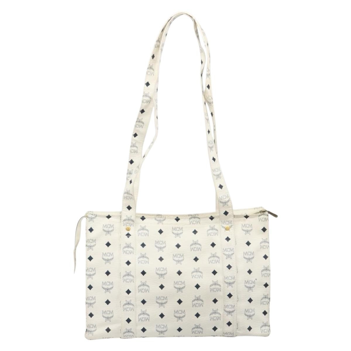 MCM Vintage Leather White Leather Shoulder Bag Bag (Pre-Owned)