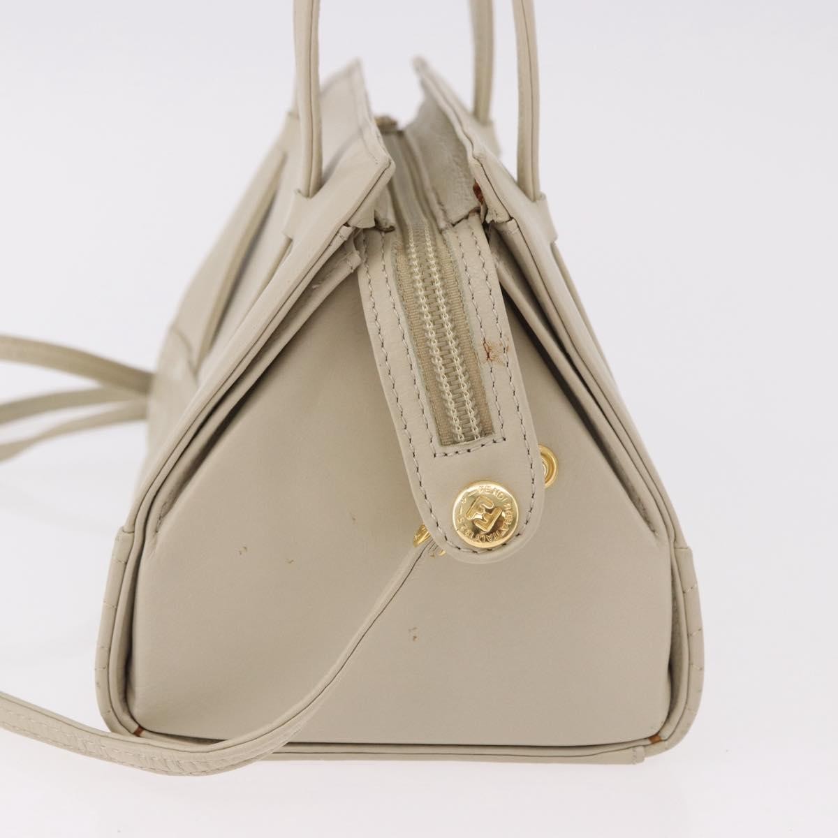 Fendi Vintage Handbag Leather Beige Leather Handbag (Pre-Owned)