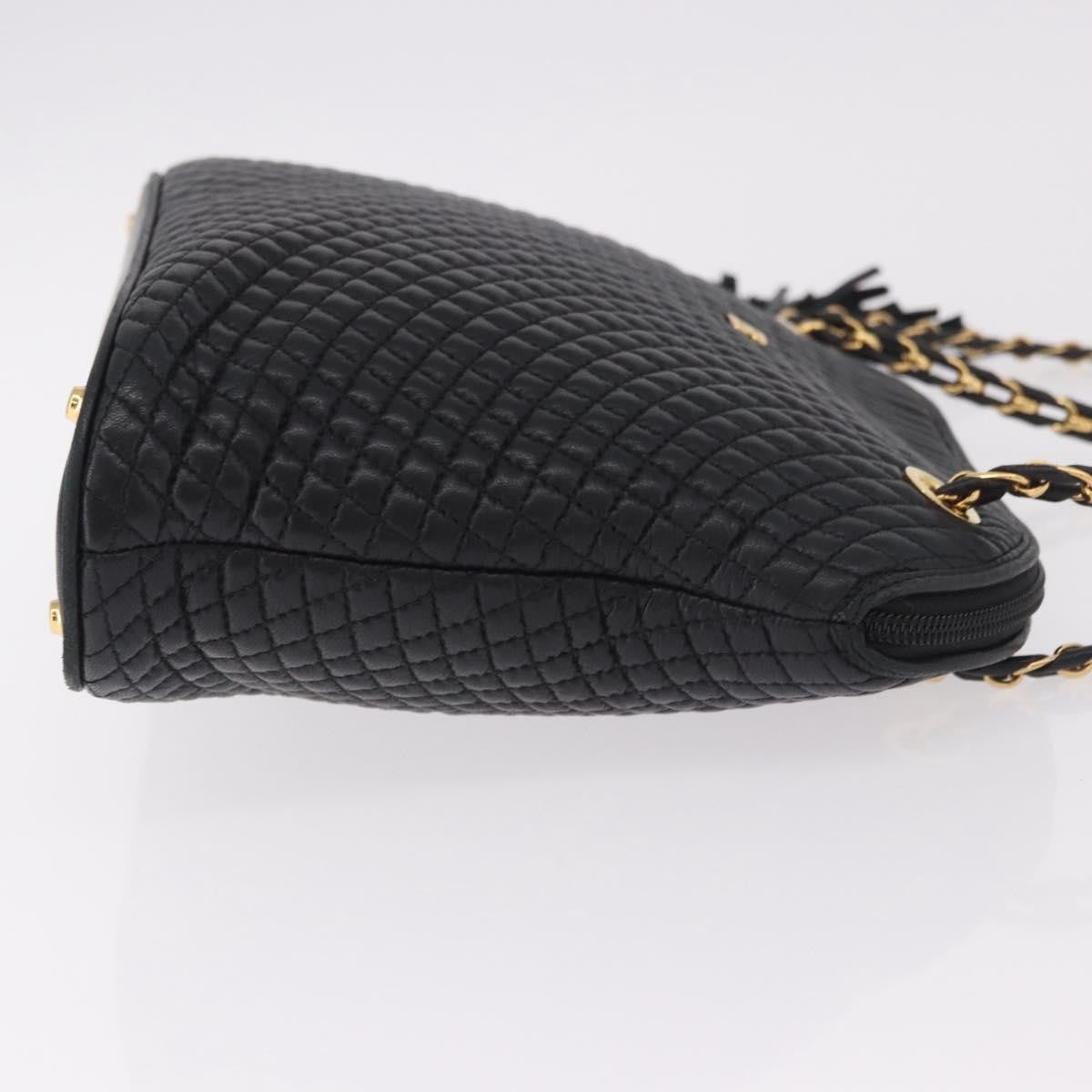 Bally Vintage Chain Quilted Leather Black Leather Shoulder Bag Bag (Pre-Owned)