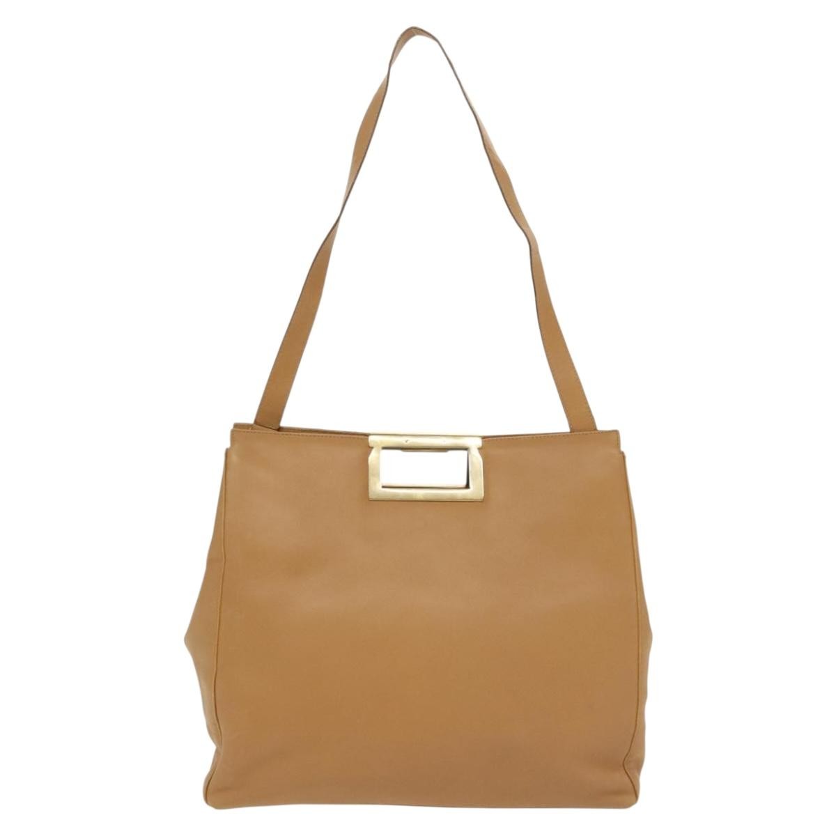 Salvatore Ferragamo Shoulder Leather Beige Leather Shoulder Bag Bag (Pre-Owned)