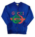 Gucci Kids Royal Blue Dye Cotton Button-up Sweatshirt 10 Women XS to S