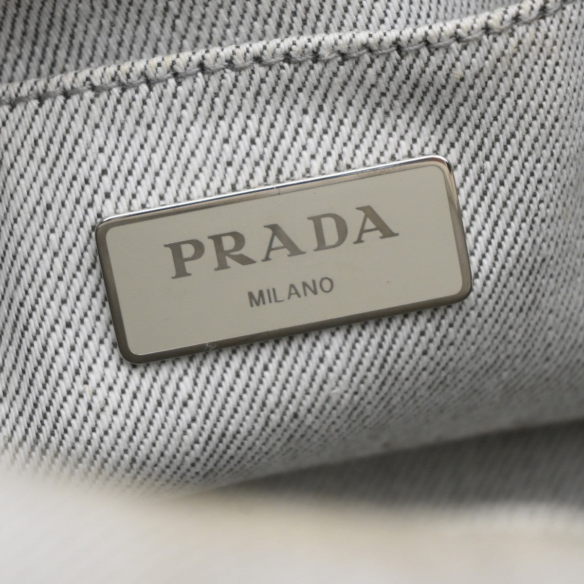 Prada Canapa Convertible Rhinestone Embellished Canvas Gray Canvas Tote Bag Bag (Pre-Owned)