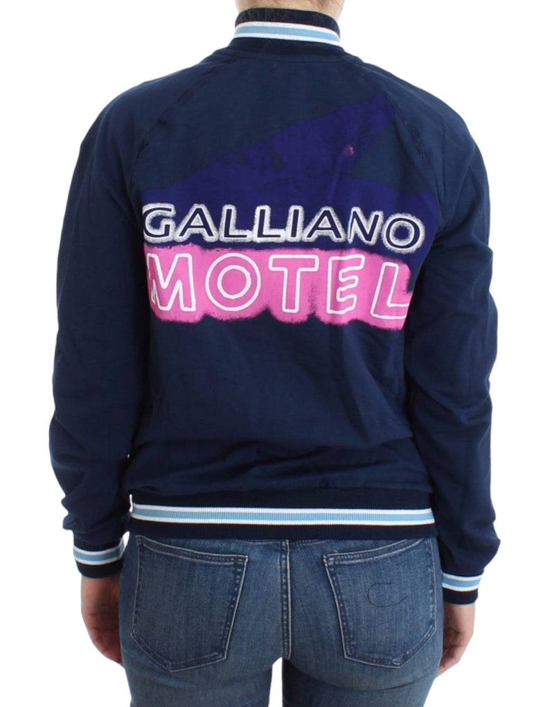 John Galliano Chic Blue Zip Cardigan with Logo Women's Detail