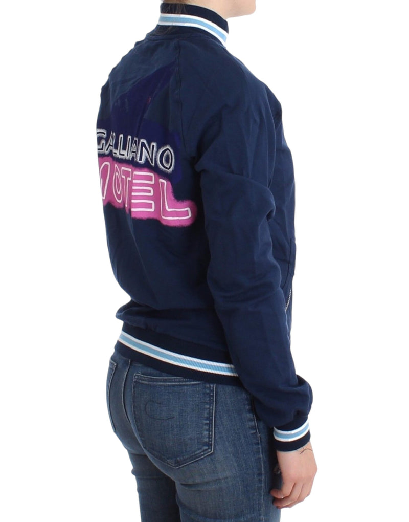 John Galliano Chic Blue Zip Cardigan with Logo Women's Detail