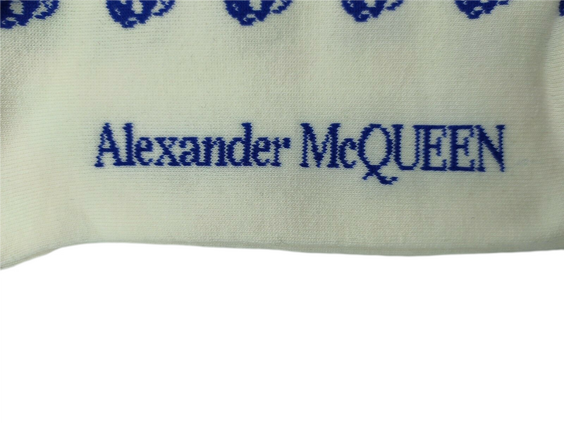 Alexander McQueen Men White Mid-Calf Soft Skull Sport Socks L 575933 9040
