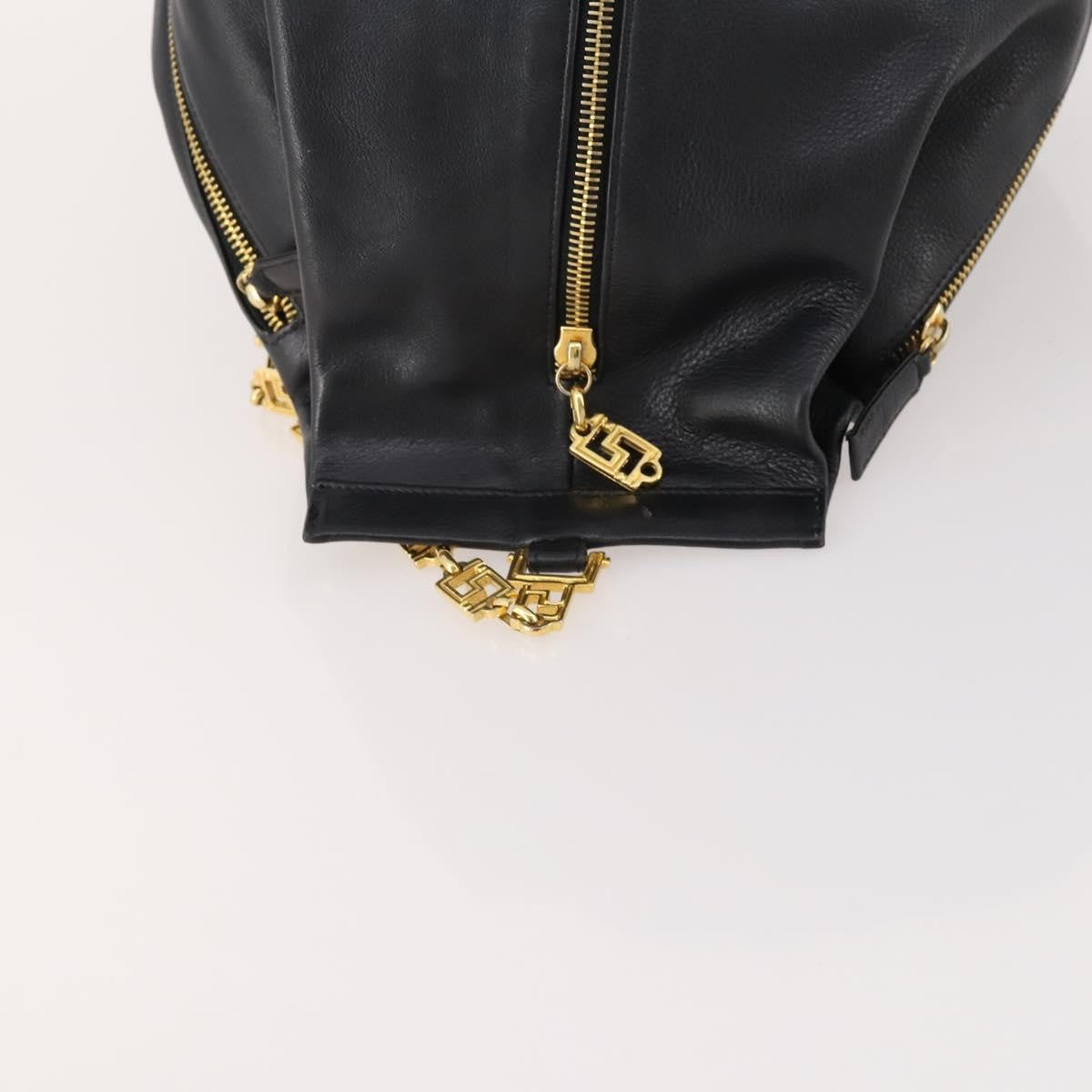 Versace Vintage Leather Black Leather Shoulder Bag Bag (Pre-Owned)