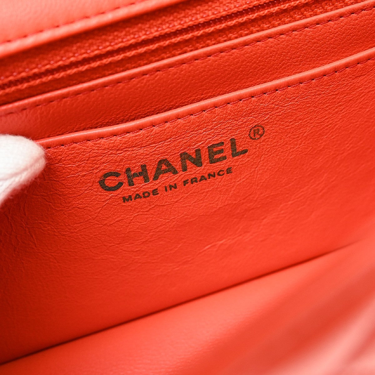 Chanel Classic Single Flap Quilted Lambskin Orange Leather Shoulder Bag Bag (Pre-Owned)