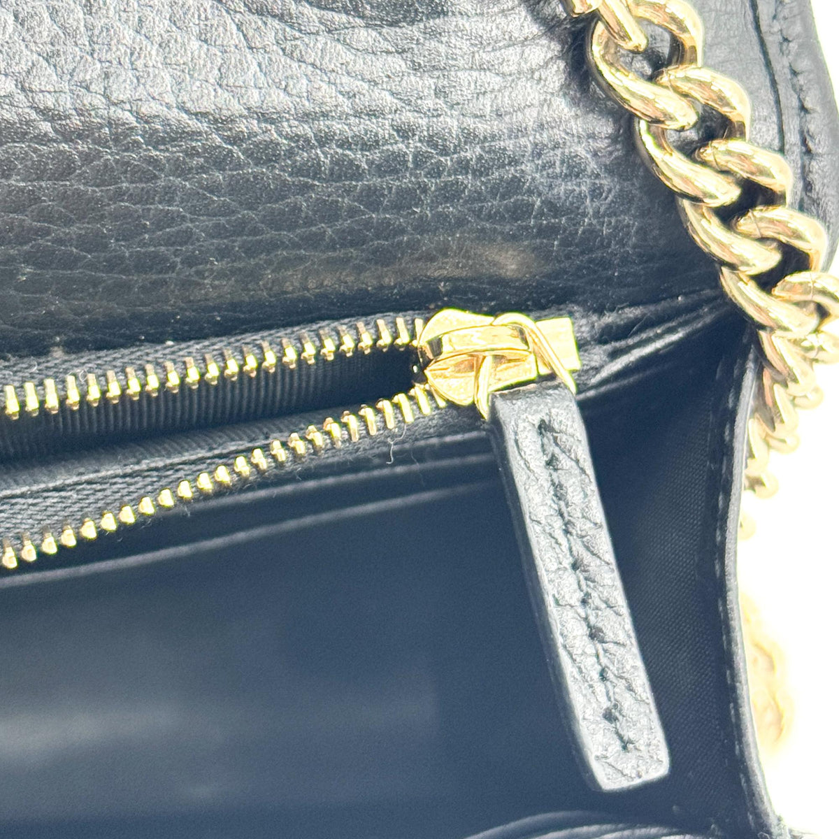 Gucci Interlocking Wallet On Chain Leather Black Leather Shoulder Bag Bag (Pre-Owned)