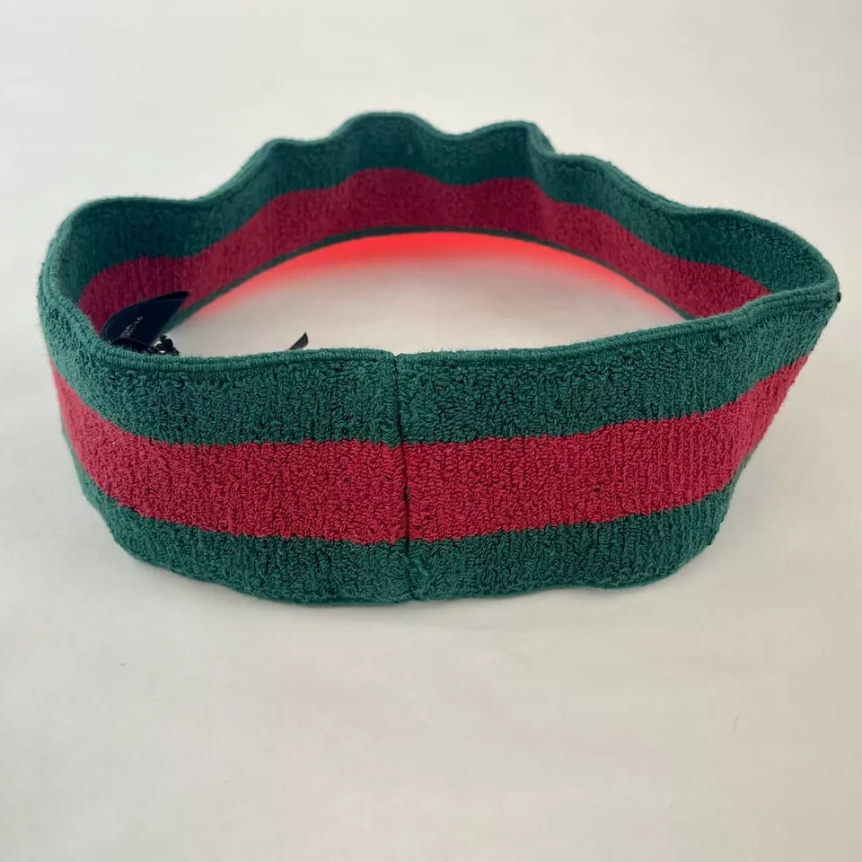 Gucci Unisex Red Vinyl Visor Hat w/Green Red Banded Headband (57 cm / S)