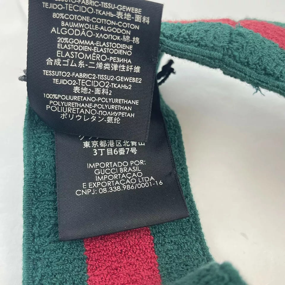 Gucci Unisex Red Vinyl Visor Hat w/Green Red Banded Headband (57 cm / S)
