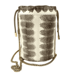 Gucci Zumi White/Gray Snakeskin Mini Drawstring Bucket Chain Bag