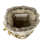 Gucci Zumi White/Gray Snakeskin Mini Drawstring Bucket Chain Bag